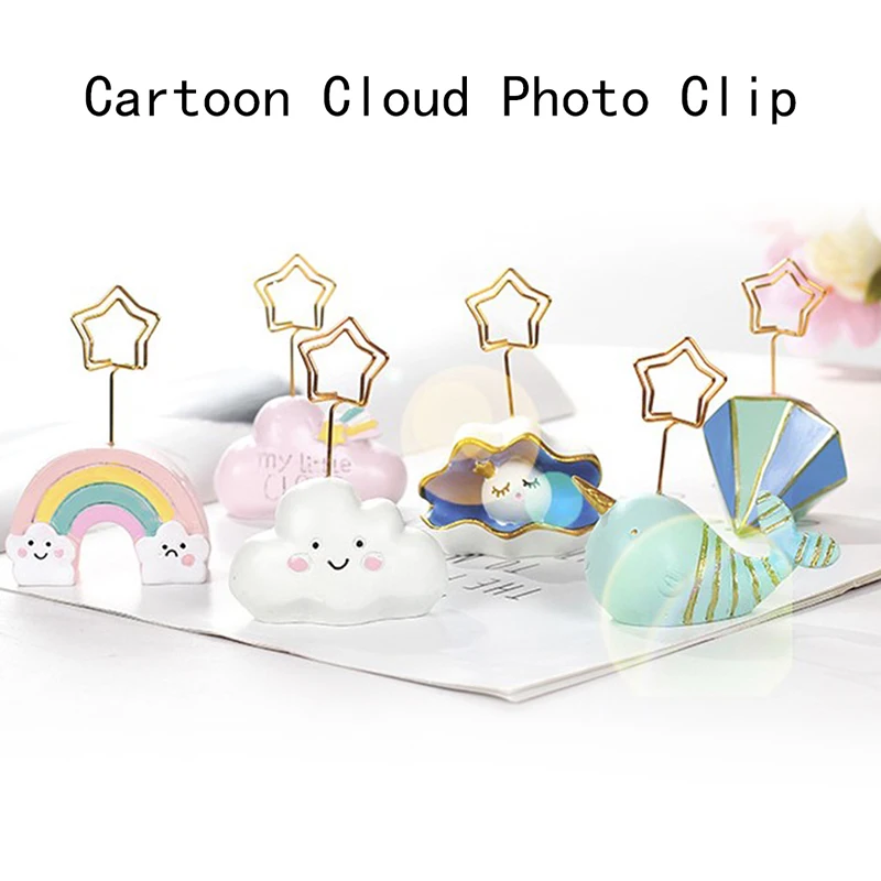 

Resin Photo Clip Note Clip Creative Cartoon Cloud Message Business Card Clip Desktop Decorative Small Ornaments