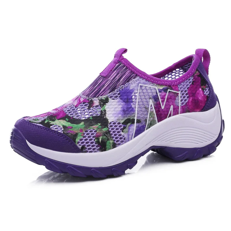 

New Women's Shoes Casual Sport Fashion Shoes Walking Flats Height Increasing Women Loafers Breathable Air Mesh Swing Wedges Shoe