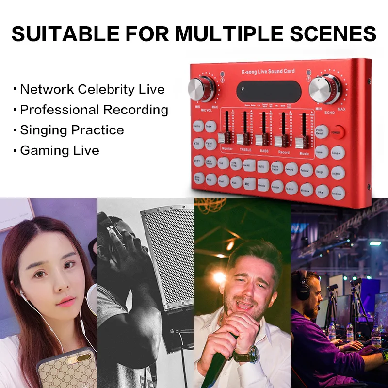 Профессиональная звуковая карта F007 микшер Bluetooth USB для ПК компьютера телефона DJ