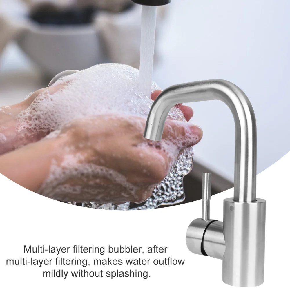 

Stainless Steel Kitchen Metal Bathroom Water Cold Hot Water (Long Style)