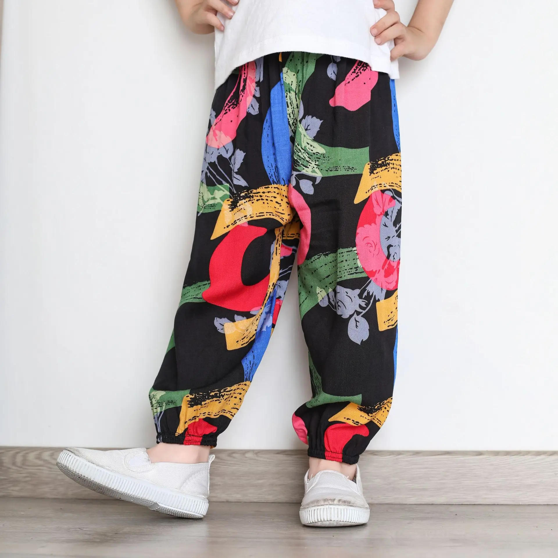 Летние брюки для маленьких девочек и мальчиков Детские повседневные свободные