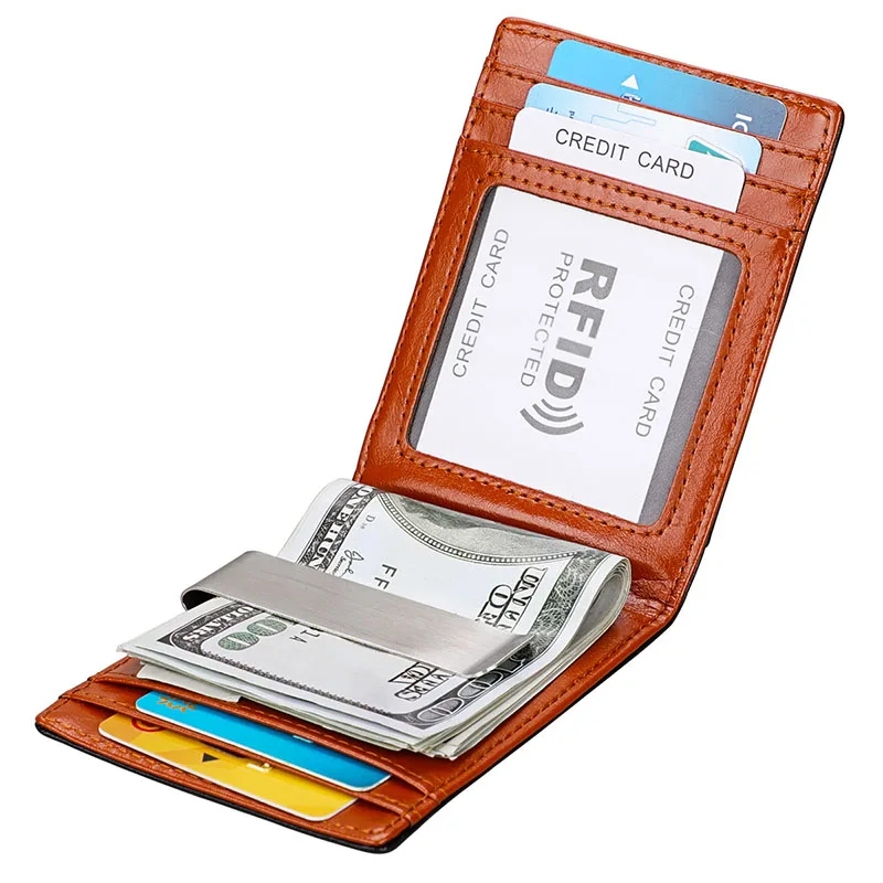 Зажим для денег роскошный из натуральной кожи тонкий короткий RFID милый тонкий передний карман мужской кошелек для кредитных карт кошелек для мужчин и женщин
