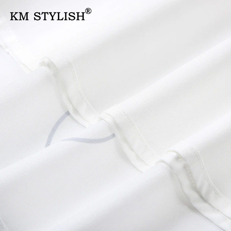 

New Women White V-neck Heart Print Casual Dress Short-sleeve Buttons Single-breasted Summer Slim Waist Dresses