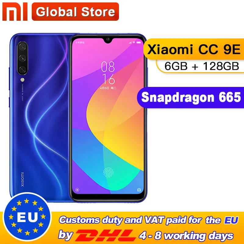 Xiaomi mi CC9E 6 ГБ 128 Гб Смартфон Snapdragon 665 Восьмиядерный 4030 мАч AMOLED экран UI 10 задние три