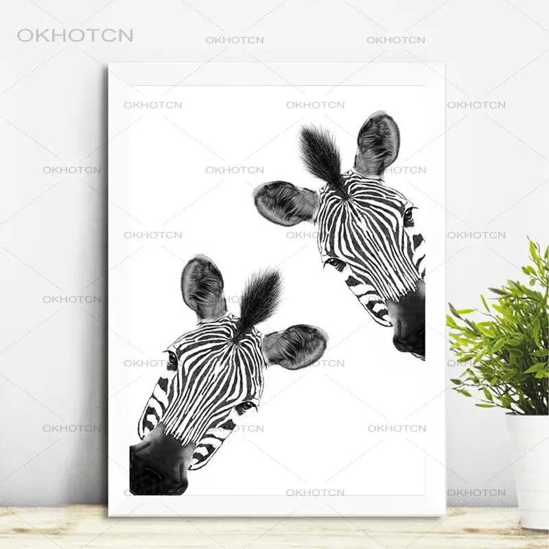 Рисунок зебры холст картина для детской стены художественный декор сафари