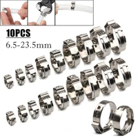10pcs 6 5mm 23 5mm 304 stainless steel single ear hose clamps fuel oil water hose clip pipe tube clamp fastener kit