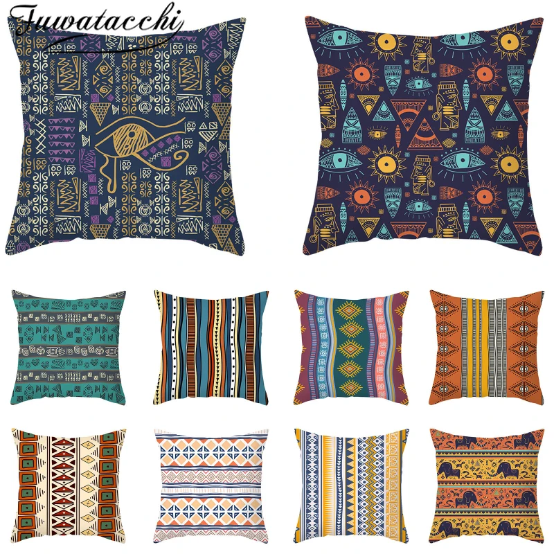 

Fuwatacchi Cushion Cover Geometric Stripe Pillowcase for Home Living Room Decor Luxury Classic Square Pillow Case 45x45cm