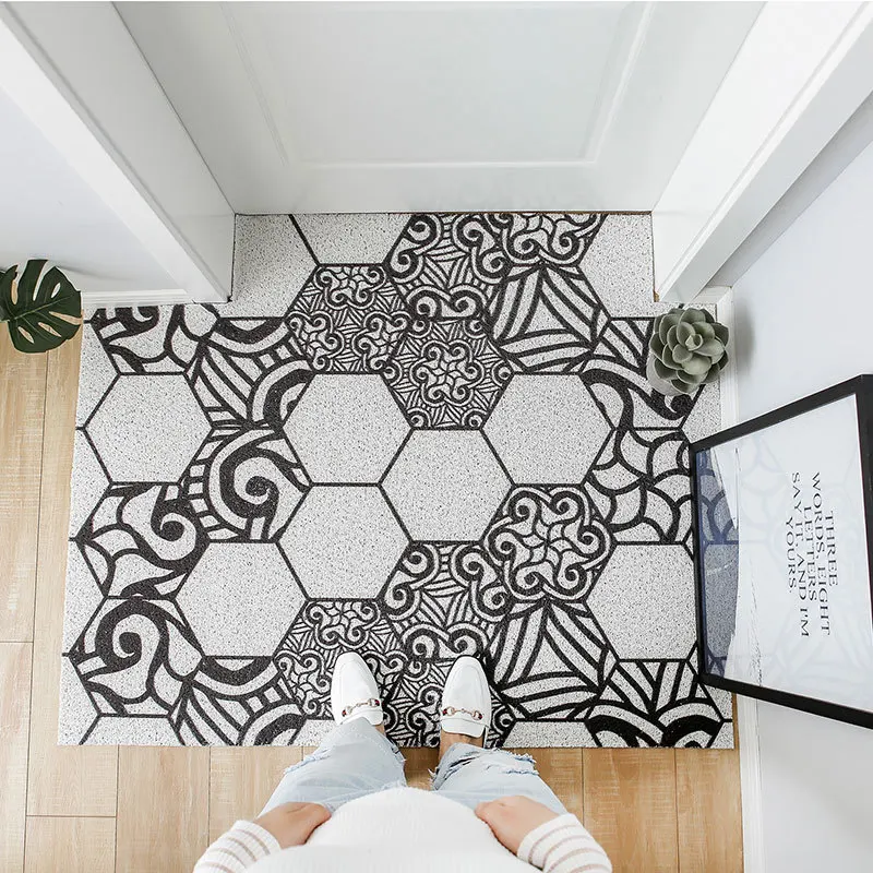 

Modern Home Door Mat PVC Loop Water Proof Floor Mats Europe Geometric Hallway Mat