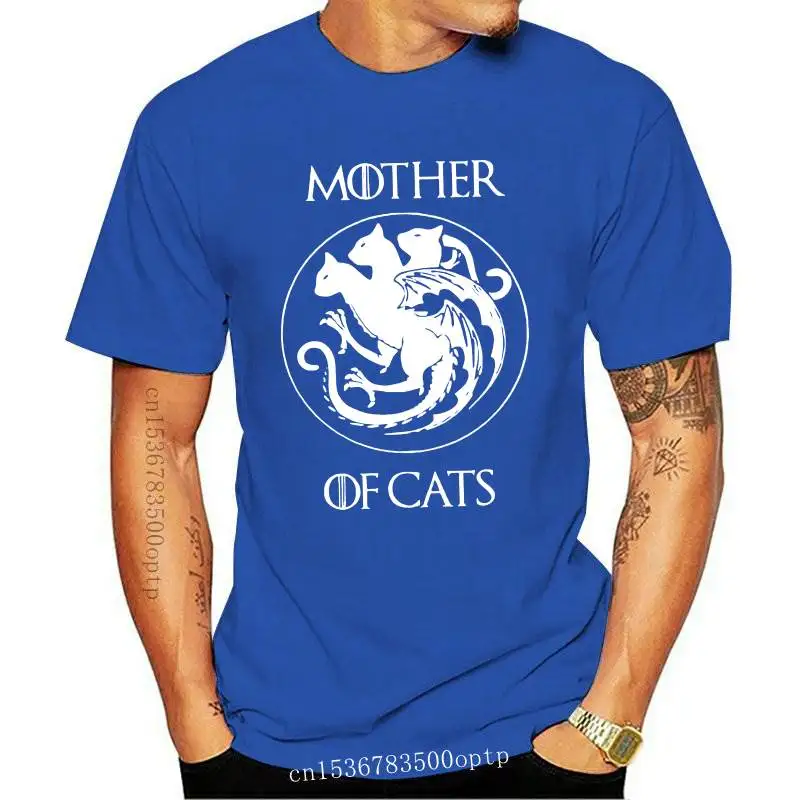 

New 100%Cotton Mother Of Cats T-shirt Funny Cat Lover Gift Tshirt Women Crewneck Graphic Cat Mom Tees Tops Mother's Day Gift Shi