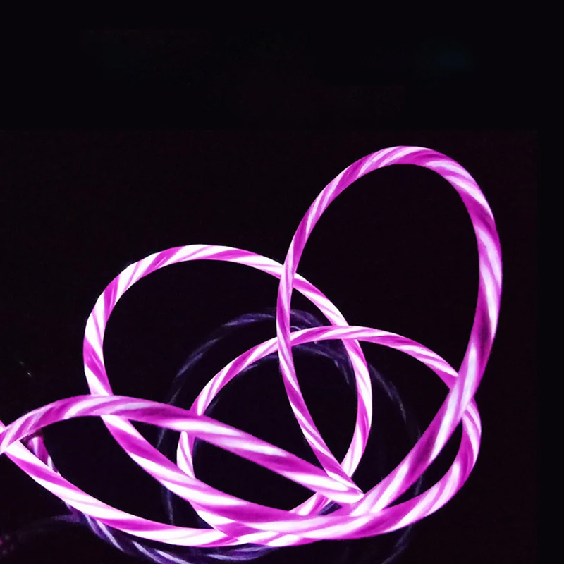 Tutew светящийся кабель LED струящийся Micro USB Type C провод для быстрой зарядки телефона