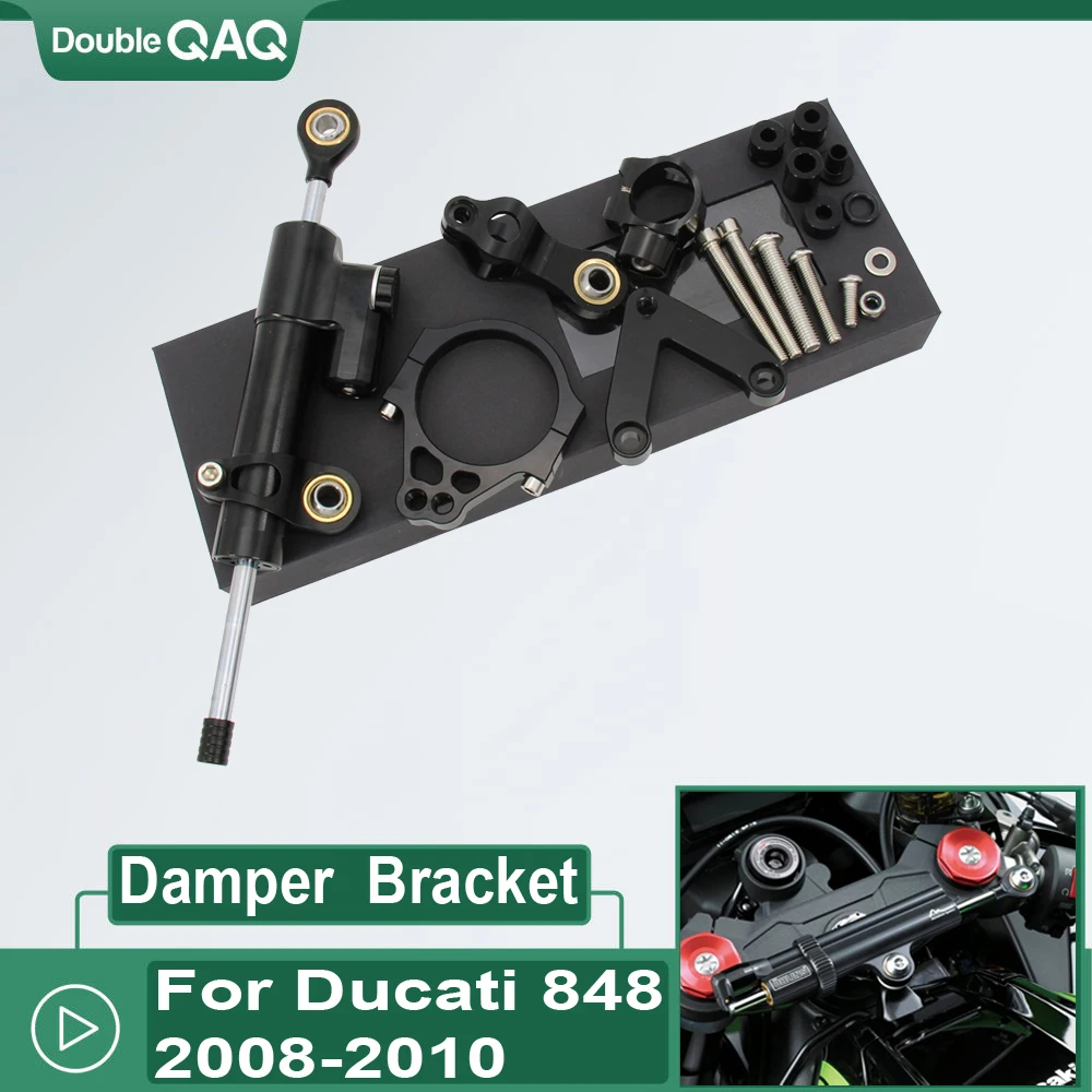 

2008-2010 For Ducati 848 CNC Steering Damper Stabilizer w/ Bracket Set Saftety Control Kit Anodized Motorbike Parts Accessories