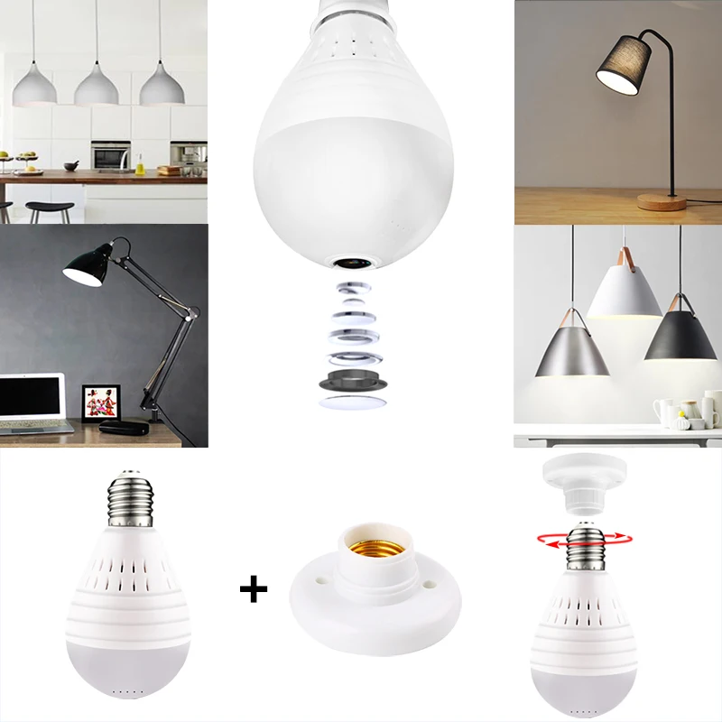 Wi-Fi IP мини лампочка лампа камера HD Домашняя безопасность беспроводная панорамный