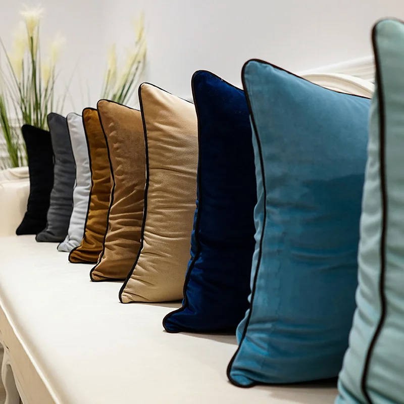 Бархатная Наволочка 50x50 45x45 Современная подушка для дивана в гостиную коричневая