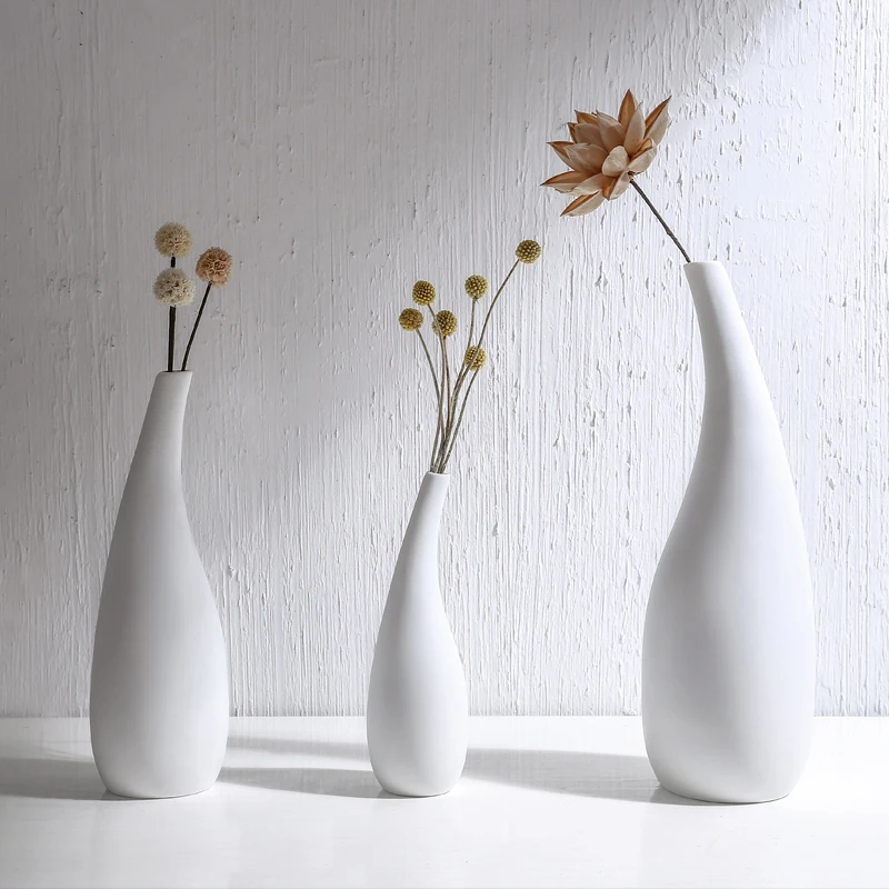 Японский стиль Современная ваза белая керамическая Цветочная домашний декор