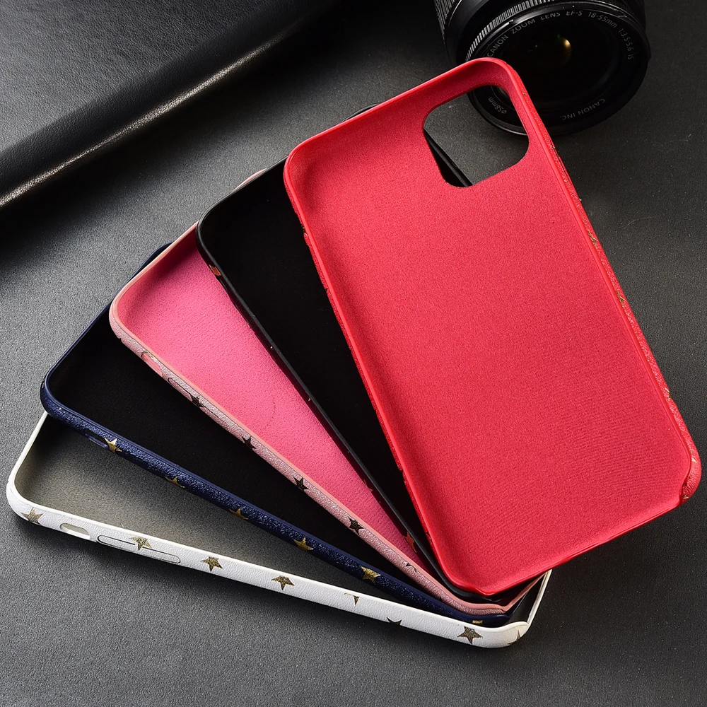 Мягкий Шелковый кожаный чехол золотого цвета со звездами для iPhone 11 Pro Max 6plus 6S i7 7 8