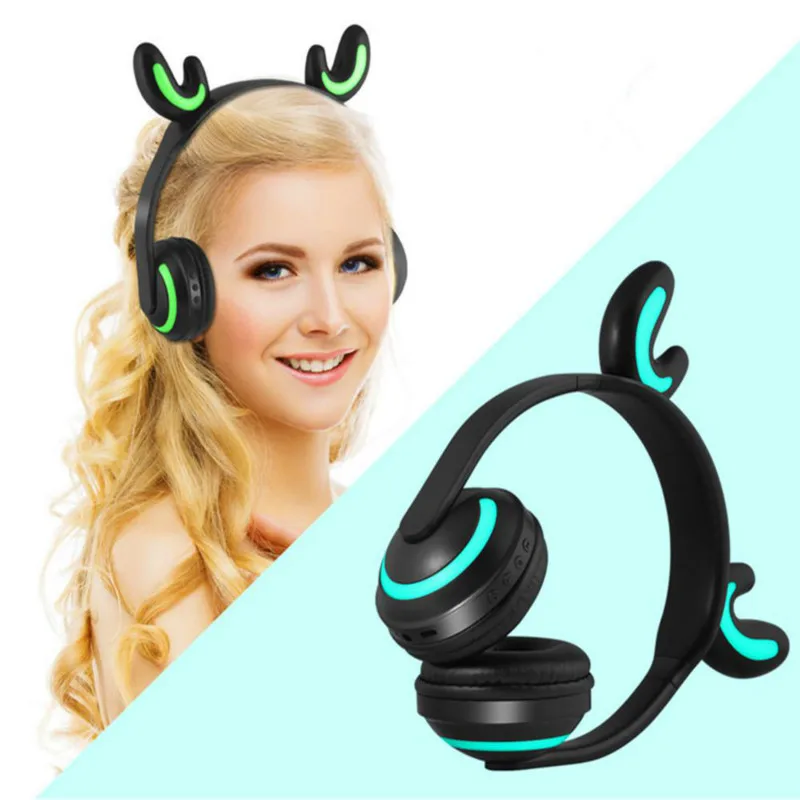 Кошачьи наушники мигающие светящиеся Bluetooth стерео игровая гарнитура