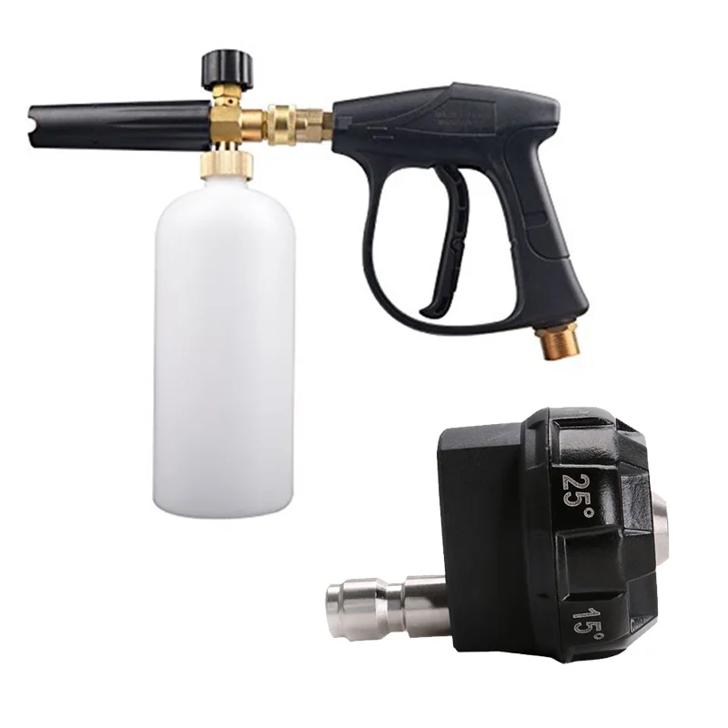 

1 Pcs 1L Car Wash Pressure Washer Adjustable Snow Foam Lance & 1 Pcs Spray Nozzle Adjustable 1/4 Inch Quick Connect