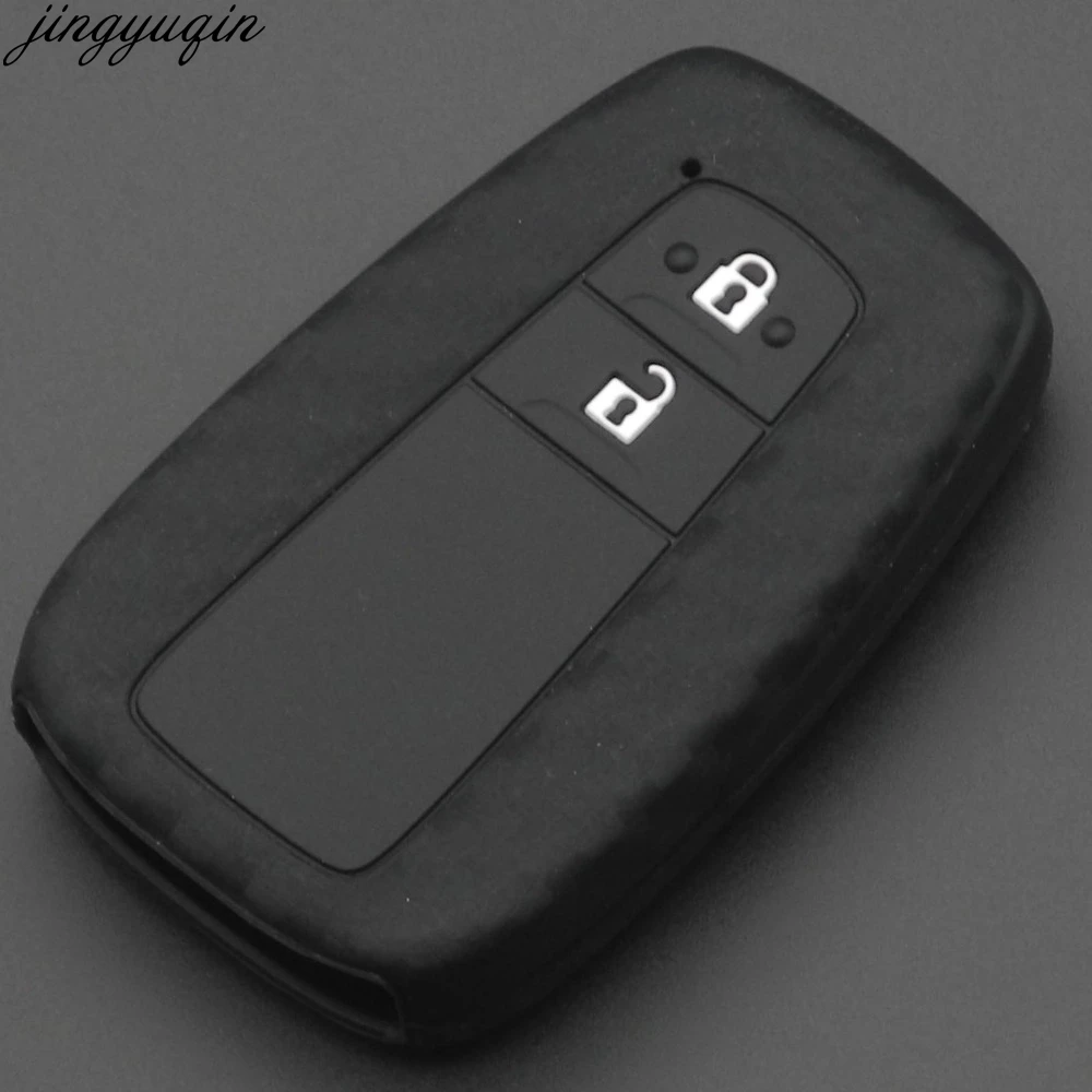 

jingyuqin 10pcs Remote Carbon Silicone Car Key Fob Cover Case Shell For Toyota CHR C-HR 2017 2018 Prius 2 Buttons Accessories