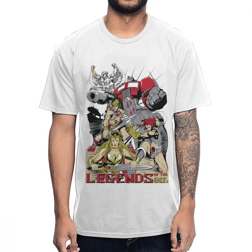 Классическая футболка с героями мультфильмов 80S He-Man Optimus Prime She-Ra Princess OF power Thundercats Мягкая тонкая мужская футболка - Цвет: Белый