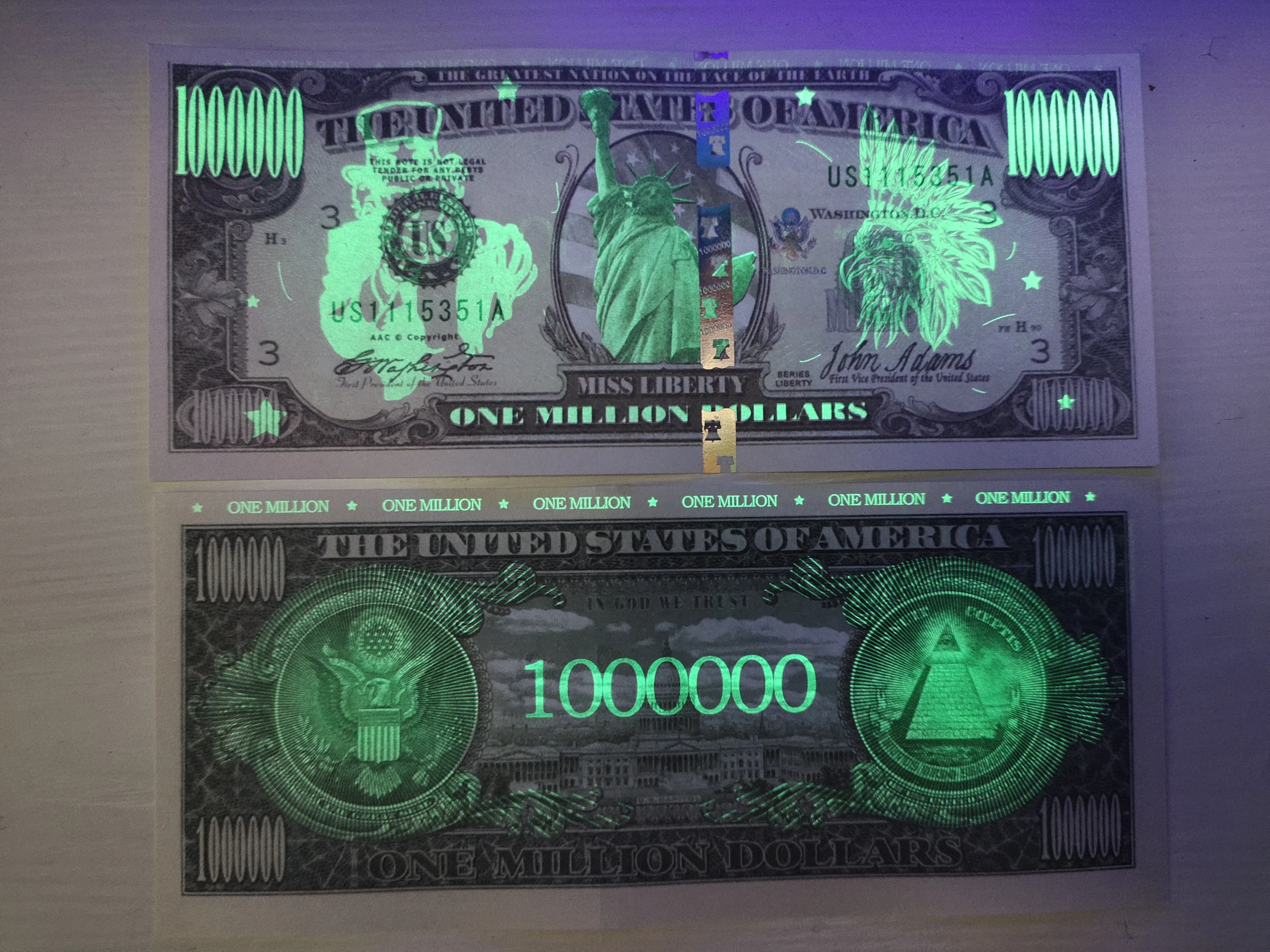 1000 шт. один миллион долларов США в деревянной коробке бумажные Поддельные