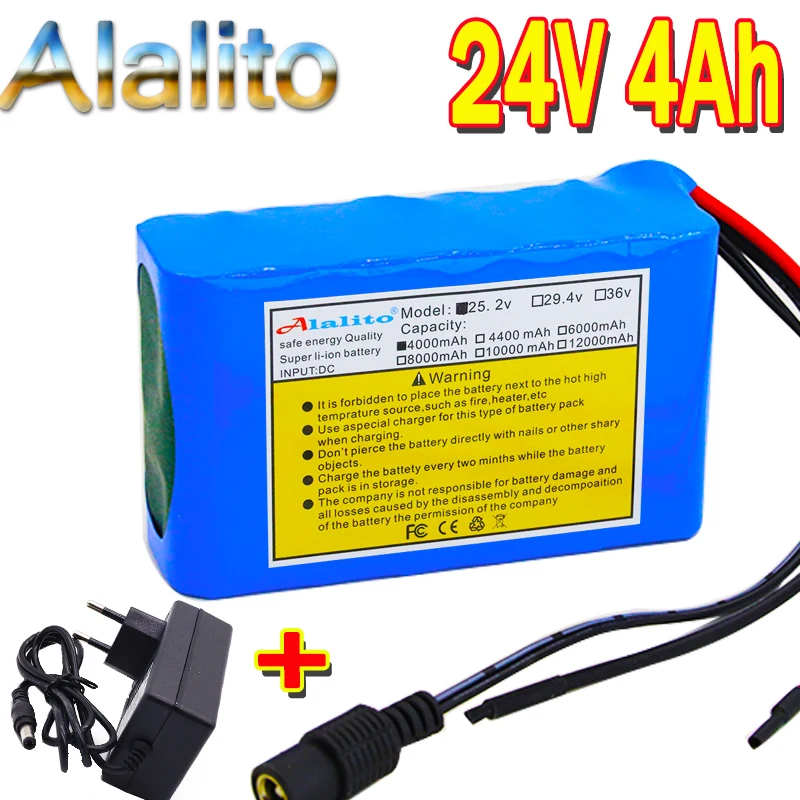 6s2p 24V 4Ah 18650 литий ионный аккумулятор 25 2 v 4000mAh Электрический велосипед мопед с BMS +