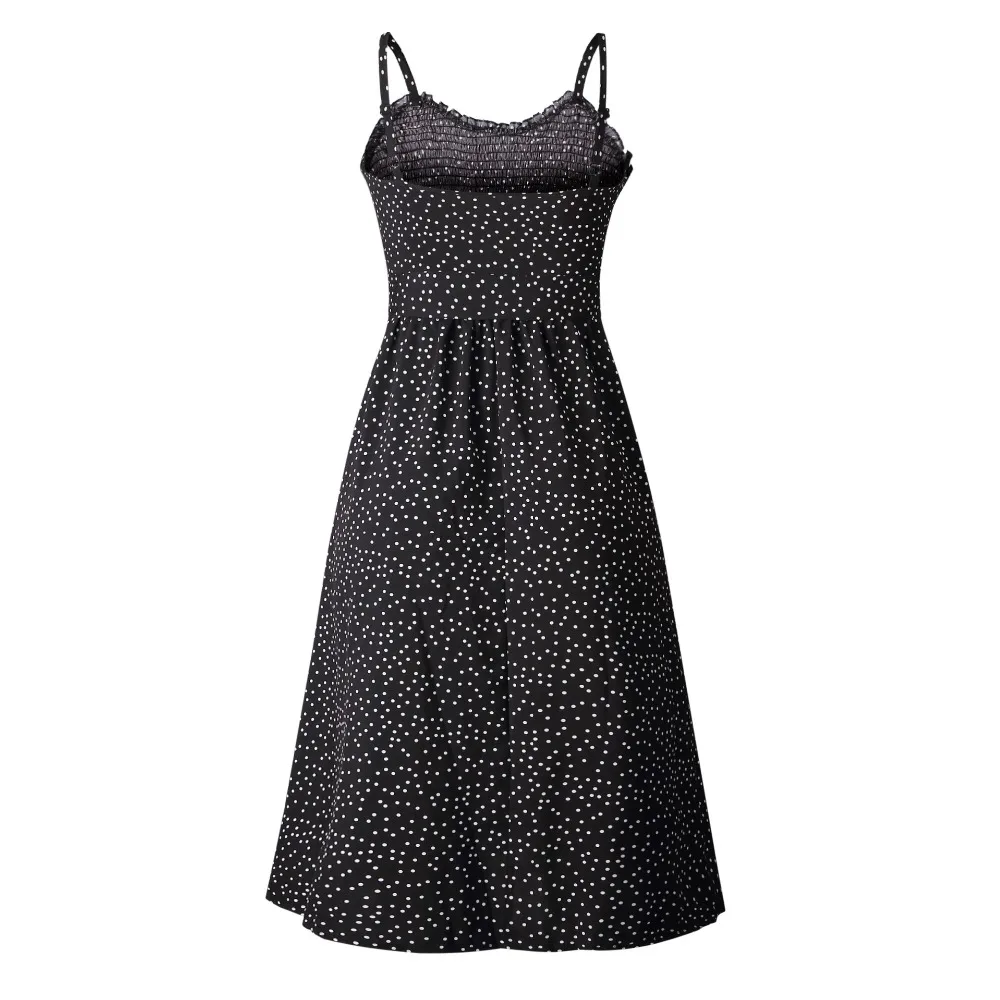 

Summer 2021 Sleeveless Women Dot Dress Elegant Bandage Dress Casual Streetwear Slim High Waist Ladies Ruffles Dresses Vesitdos