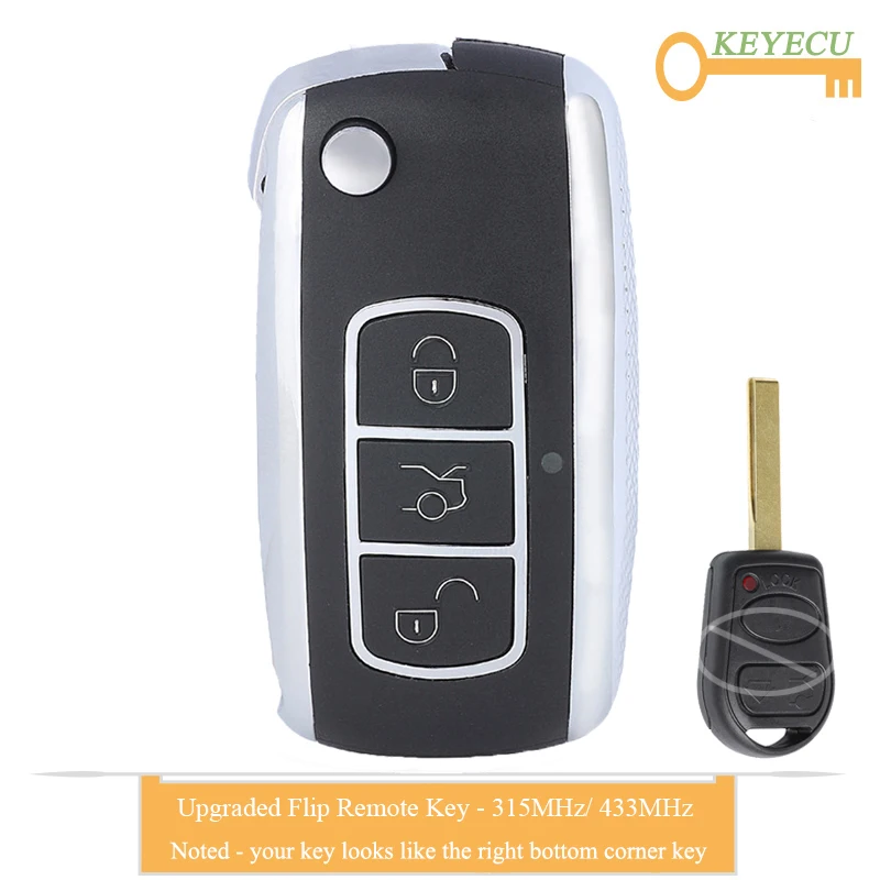 Пульт дистанционного управления KEYECU для Land Rover Range 2002-2006/ Sport 2006 Fob 3 Btns - 315 МГц 433