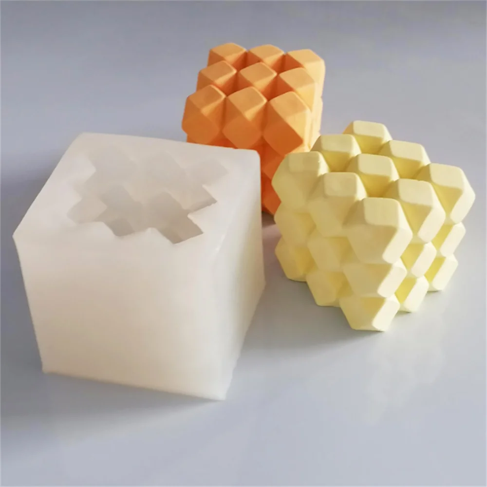 DIY Ins квадратный Куб 3D Пирамида волшебный шар круглая свеча силиконовые формы