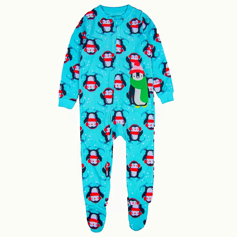 Children's polar fleece boys and girls one-piece romper with feet one-piece romper warm pajamas spring, autumn and winter feet