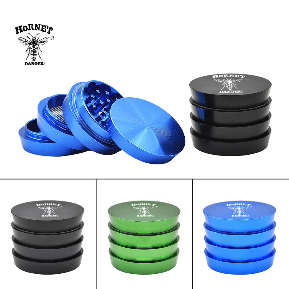 

HORNET Tobacco Grinder 4 Part 50MM Heavy Mature Zinc Alloy Herb Grinder With Sharp Blade Teeth Gear Spice Crusher Hand Miller