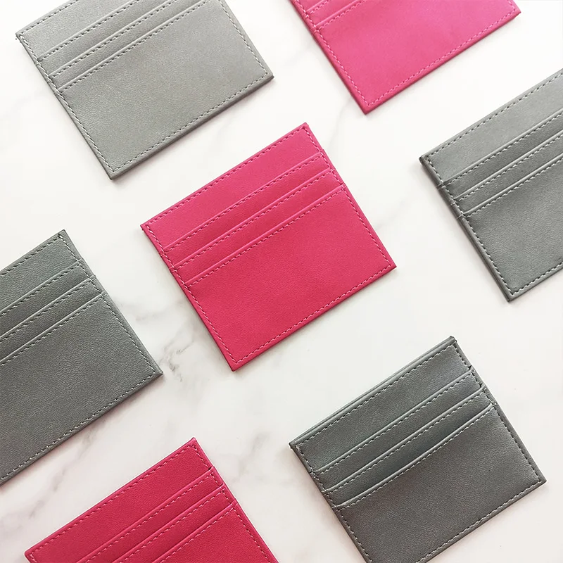 

Classic Card Holder High Quality Multi-layer Card Holder For Women Men Pink Grey 7 Card Slots PU Card Holder Wholesale