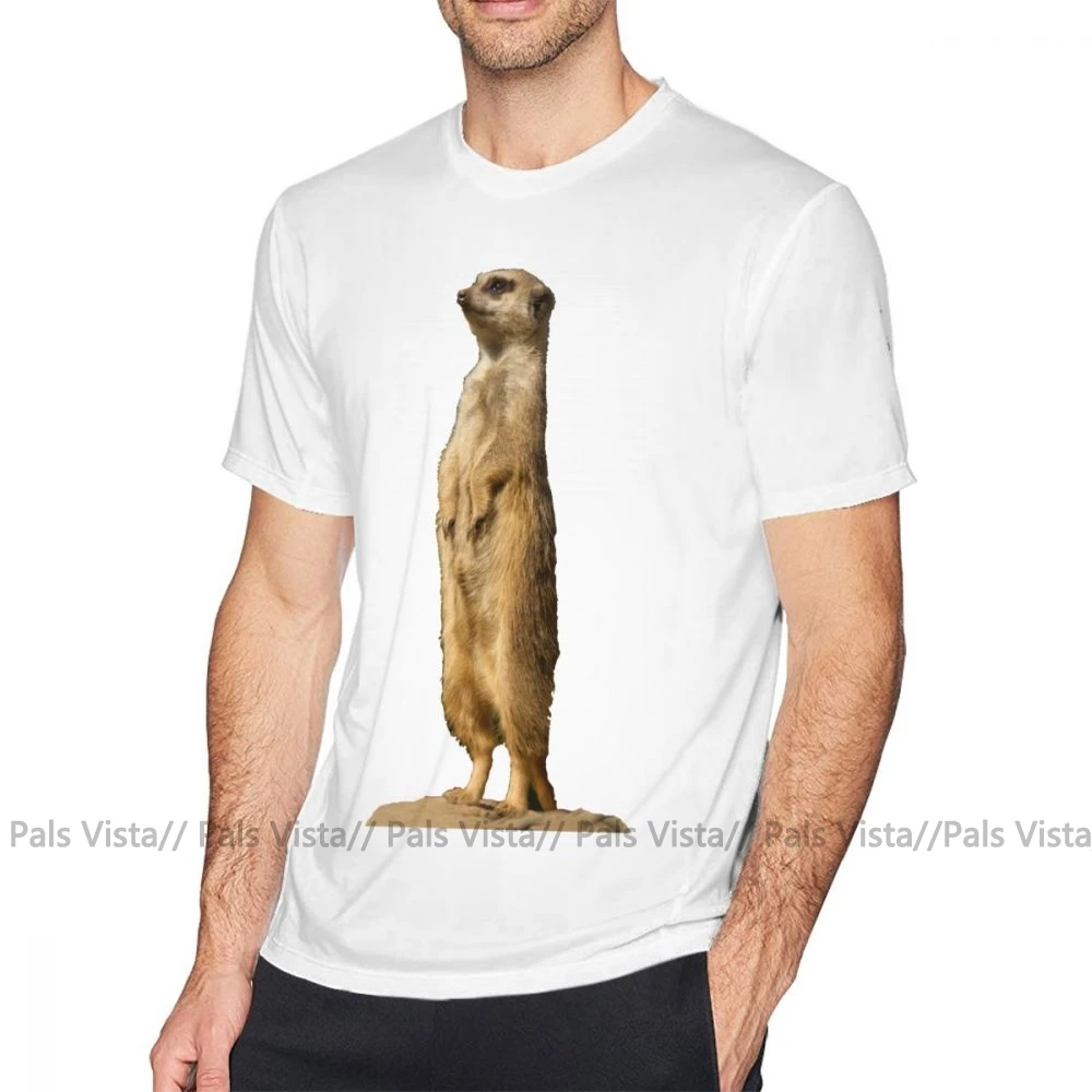 Футболка Meerkat, футболка Meerkat, 100 хлопок, потрясающая футболка, Мужская футболка с принтом, большой размер, короткий рукав, Пляжная футболка - Цвет: Белый