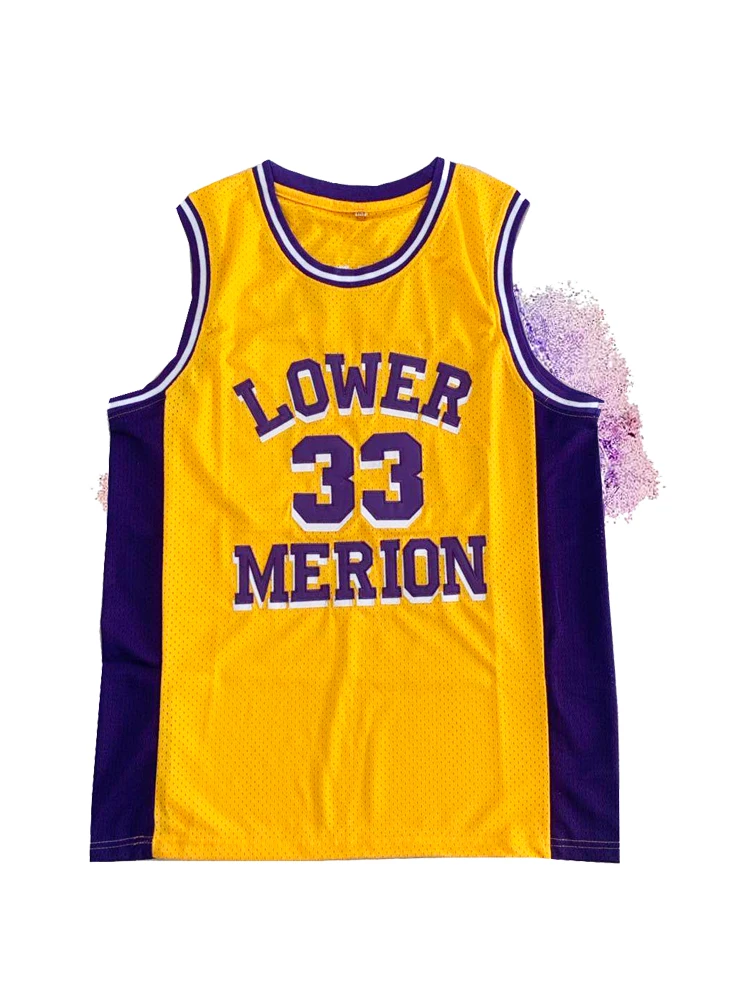 

Bg Basketball Jerseys Lower Merion High School 33 Jersey Embroidery Sewing Outdoor Sportswear Hip-hop Movie Jersey Yellow 1996