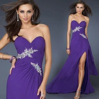 new design crystal long prom gown 2018 vestido de festa longo robe de soiree purple chiffon sexy sweetheart bridesmaid dresses
