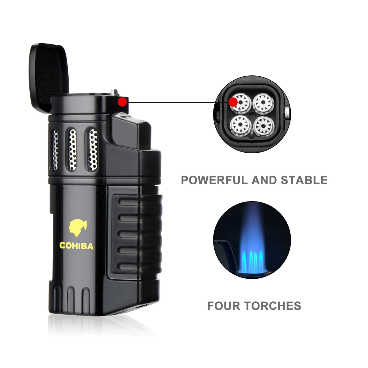 Зажигалка для сигар Jet Torch Butane Gas Punch Pocket на открытом воздухе для курильщика.