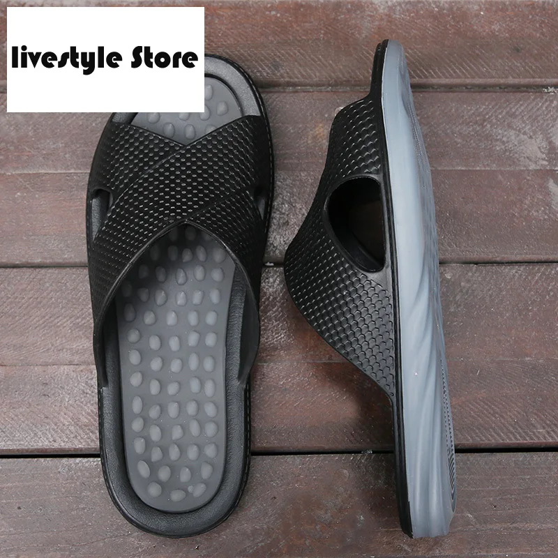 

2021 Slippers Men Leisure Massage Health Wear Non-slip Casual Shoes Men Beach Slippers Shoes Slippers Men Slippers