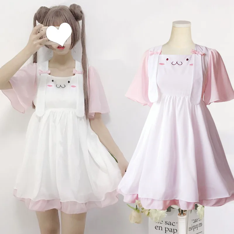 

Japanese summer sweet lolita dress loli kawaii daily vintage cute bowknot rabbit victorian dress kawaii girl gothic lolita op