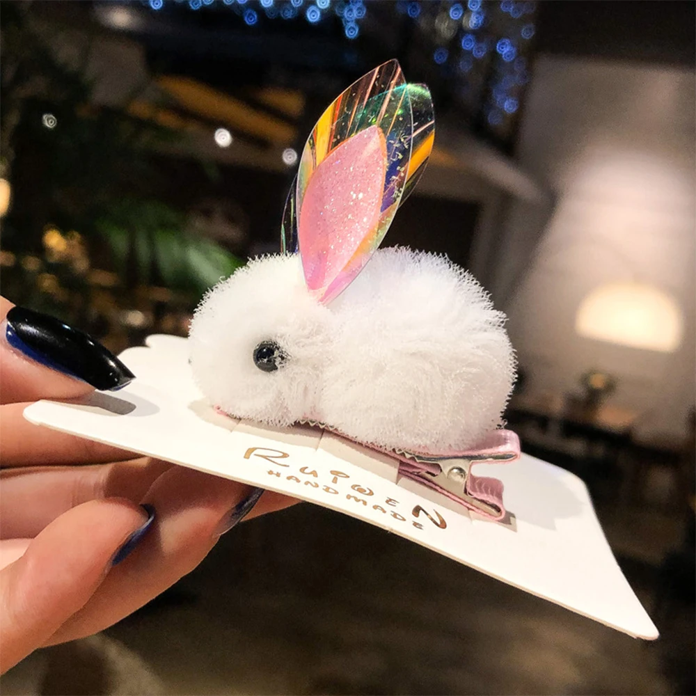 Милая детская заколка для волос с кроликом шифоновая ткань пряжи Банни животных