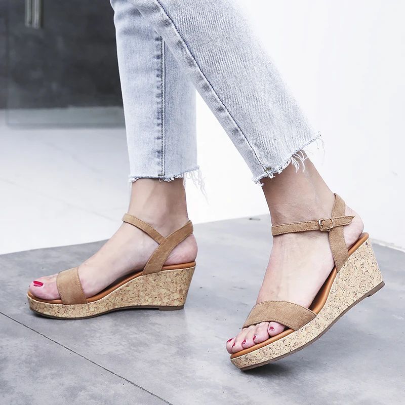 Босоножки женские на танкетке 6 5 см праздничные модные сандалии платформе с