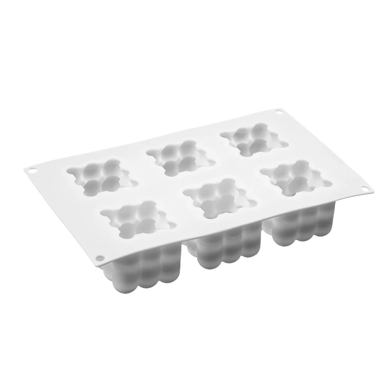 Легко распалубки 6 cavity силиконовой смолевой куб свечи формы 3D Воск Мыло Формы