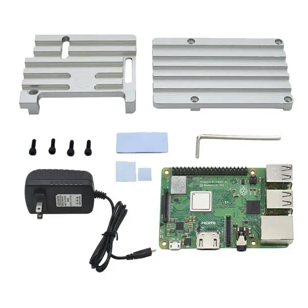Комплект 1 3 в 1 для Raspberry Pi 3 Model B+(плюс)+ ЧПУ Алюминий чехол с выходом 5V 2.5A Мощность адаптер Наборы штепсельная вилка стандарта США - Комплект: Комплект 1