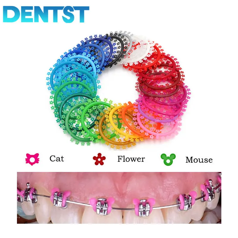 

25 Circles/1000pcs/Pack Dental Orthodontic Ligature Ties Cartoon Shape O-Ring Elastic Bands For Brackets Braces Archwires
