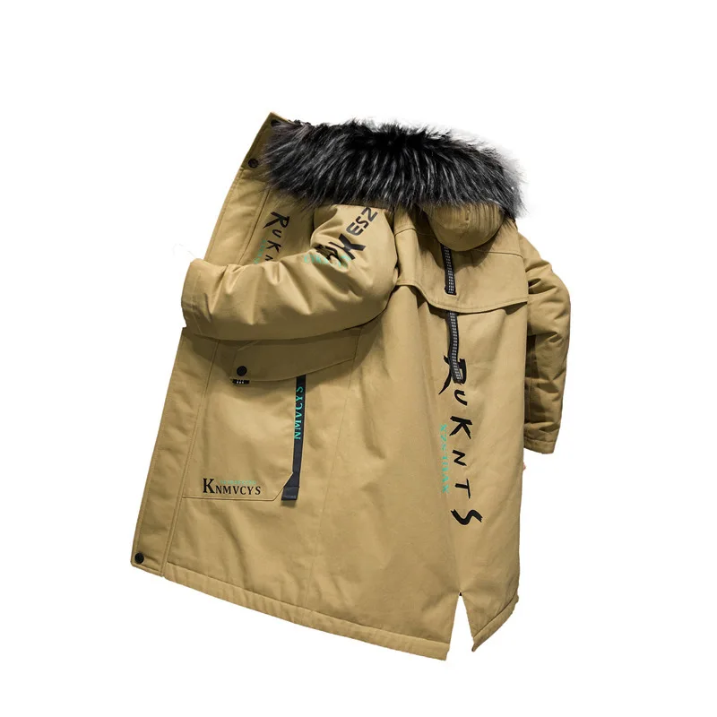 Padded Jacket Men's Autumn And Winter Hooded Pie Overcome Medium Length Padded Jacket Teenager Student Thickening Padded Jacket