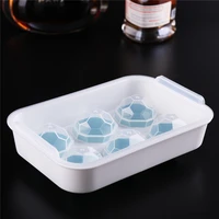 6 cells food grade silicone ice tray spherical ice cube making tool ice mold whiskey ice hockey making mould with cover