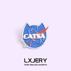 Значок на рюкзак LXJERY CATSA, милая мультяшная брошь с изображением голубой кошки планеты, на булавке для одежды, Подарочная Брошь для женщин и девушек