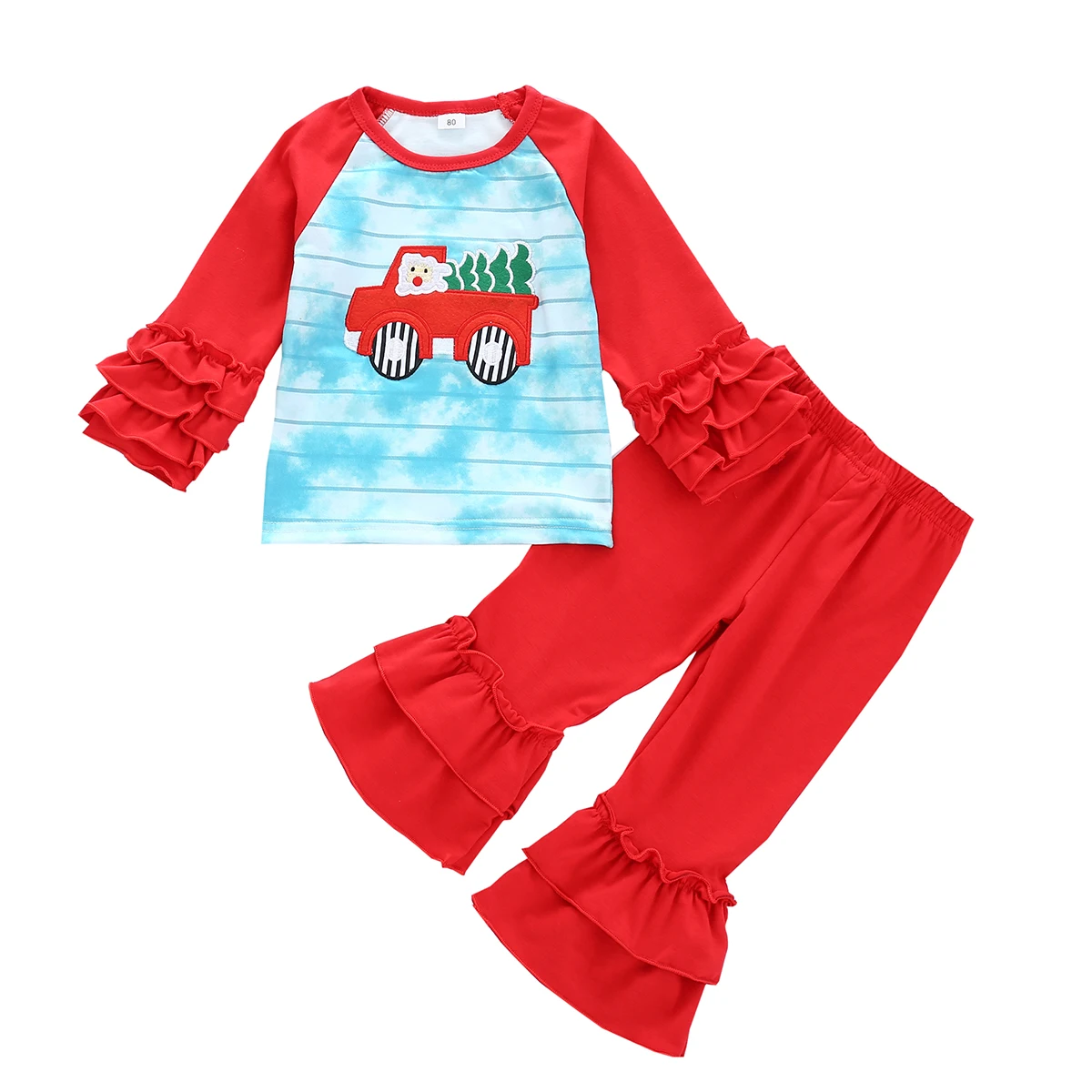 Комплект одежды для девочек 1 5 лет рубашка с рукавами оборками и расклешенные