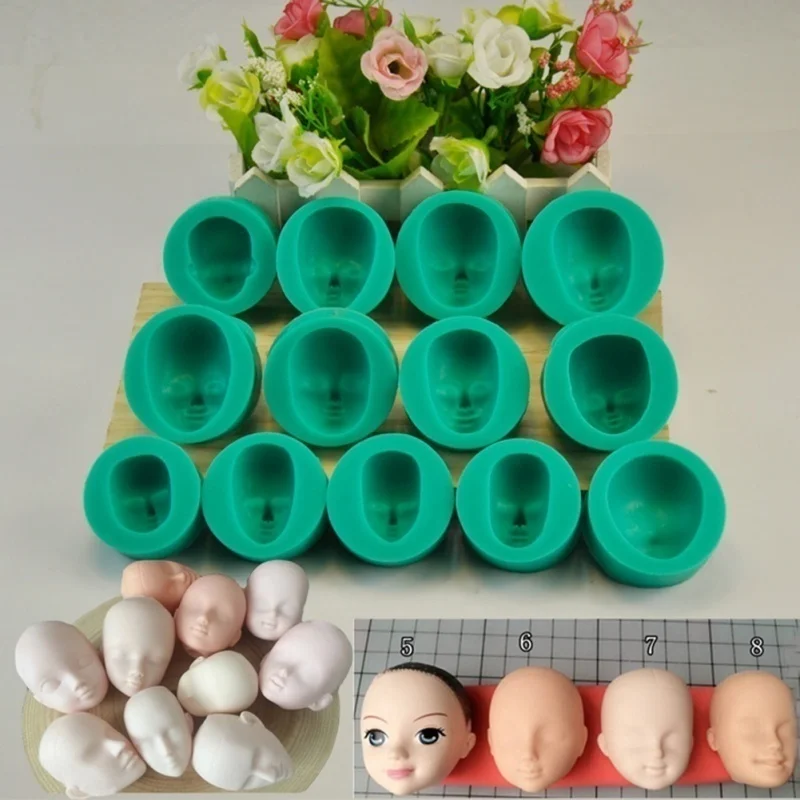 13 Pattern 3D Dolls Face Silicone Mold Sponge Fondant Cake Choolate Baking Tool |