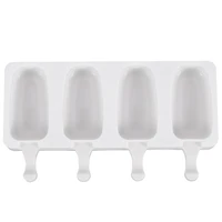 4 cavity ice cream mold popsicle silicone molds diy fruit juice dessert ice pop lolly tray mold with 50 small sticks for gift