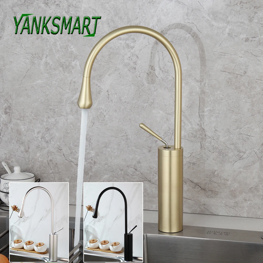 Поворотный кухонный смеситель YANKSMART латунный кран для раковины 4 цветов одна