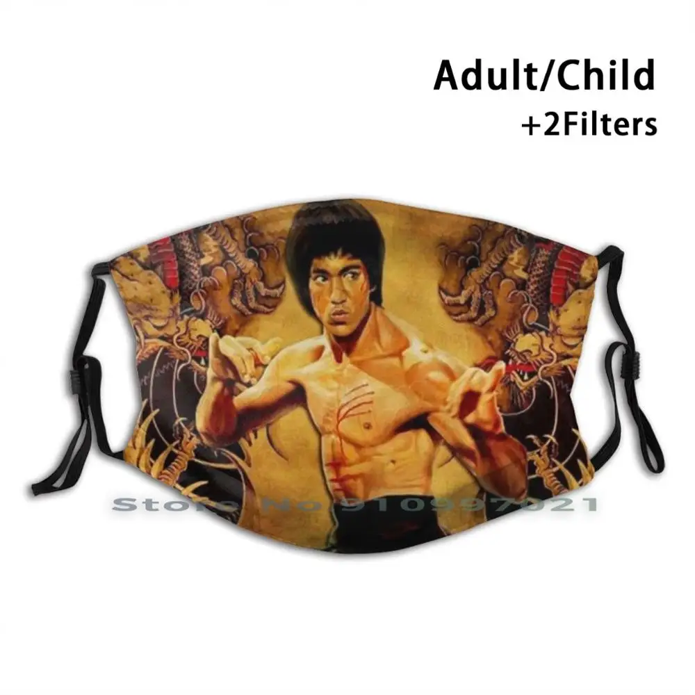 Многоразовая маска с принтом Брюса Ли фильтровальная модная для лица фильтром